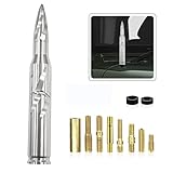 Car Truck Antenna 50 Cal Bullet Antenna Truck Accessories Silverado 1500 Ford F150 Dodge Ram 1500 GMC Sierra 1500 Ranger Short Replacement Antena para Carro (Silver, 5.5in Spiral Style)