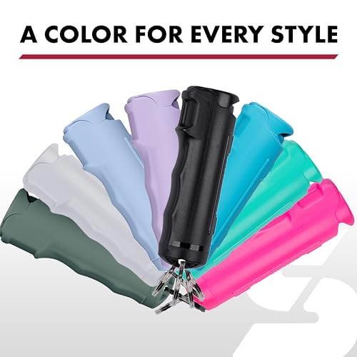 Sabre Fast Flip Top Pepper Spray with Snap-Clip Keychain, Maximum Police Strength OC Spray, 3X Longer Spray Time - Up to 10 Seconds, Finger Grip for Faster Aim, 0.54 fl oz, Secure and Easy to Use