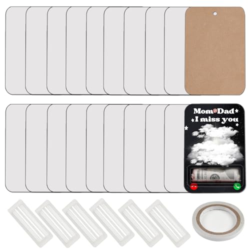 20 Sets Sublimation Blanks Money Card Blanks with Lip Balm