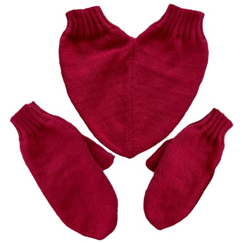 Wedhapy Guantes de pareja Guantes de pareja Guantes de invierno térmicos para parejas Mitones de punto sólido Mitones de mano de poliéster Lindos guantes cálidos para el hogar al aire libre Rojo
