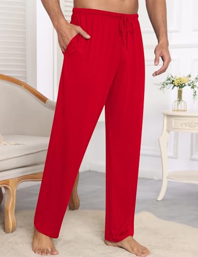 SWOMOG Mens Modal Pajama Pants Soft Lounge Pants Sleep Pj Bottoms with Button Fly & Drawstring & Pockets4