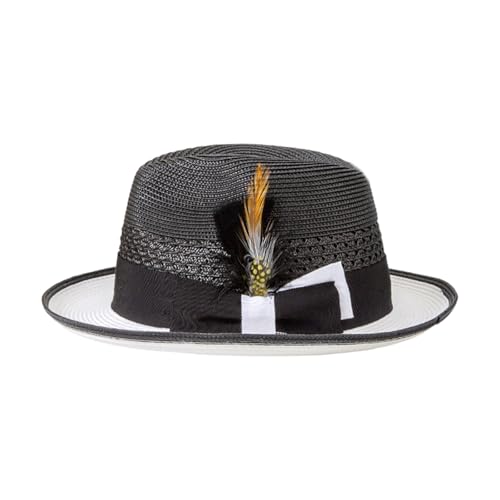 Chapeau de paille orné de plumes et tissage haut de gamme aéré