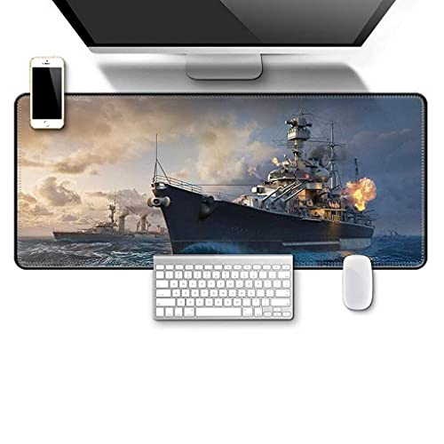 Tapis de souris de jeu XXL 1000x500 mm paysage navires de guerre 3D tapis bureau ordinateur