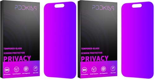 Image of PDDKISS Compatible for iPhone 16 Pro Privacy Screen Protector Tempered Glass 6.3 Inch, Purple Gradient Anti Spy Anti Blue Light HD Easy Installation (Pack of 2)