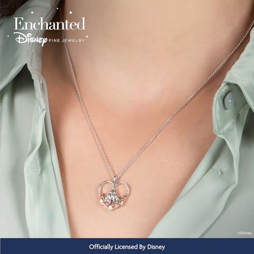 Jewelili Enchanted Disney Fine Jewelry Majestic Princess Castle Pendant Necklace for Women | 14K Rose Gold over Sterling Silver | 1/20 CTTW White Diamonds | 18" Cable Chain | Princess Gifts for Her2