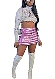 Womens Sexy Silver Metallic Puffer Skirt Bubble Warm Quilted Mini Skirt Bottom Outfit
