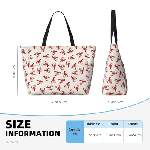 Lobster Large Beach Bag Waterproof Sandproof Swim Tote Pool Bag For Women With Zipper3