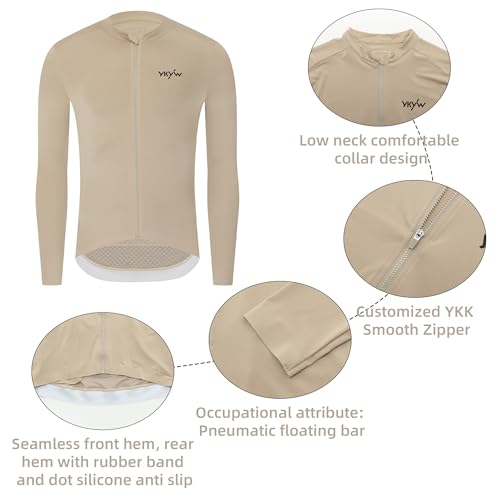 Image of YKYWBIKE Cycling Jersey Men Aero Race Fit, Road Bike Jersey Short Sleeved Moisture Wicking, Breathable,Zip Pocket,UPF50+