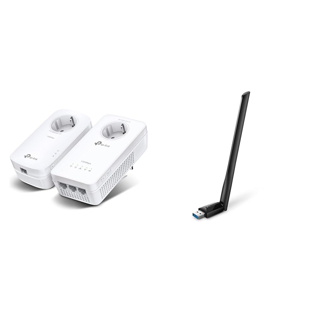 TP-Link WLAN Powerline Adapter Set TL-WPA8631P KIT(Dualband 1200Mbit/s & Archer T3U Plus AC1300 High Gain USB WLAN Stick Adapter mit Antennen(bis zu 867 Mbit/s 5GHz