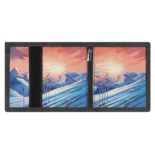 Ski Board Trifold Wallet, Card Cases And Money Oganizer Thin Stylish Mini Coin Bag with Zipper Coin Pocket Credit for Men And Women4