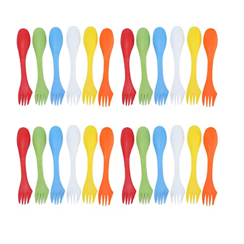XUXHOU 3 in 1 Knife Fork Spoon Set, 24pcs Heat Resistant Plastic Utensil