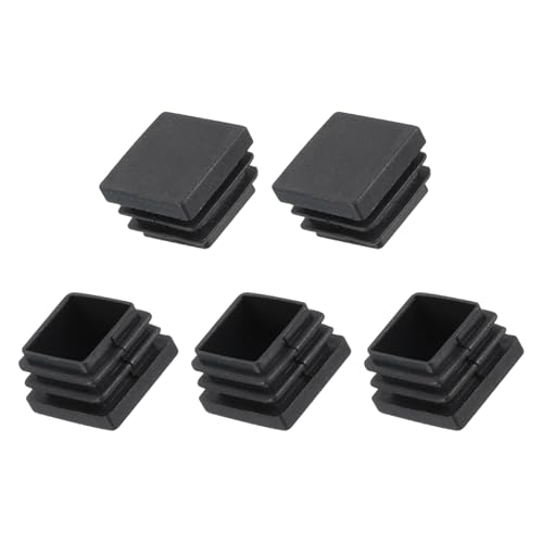METALLIXITY Square Tube End Cap(25 x 25mm) 5Pcs, Plastic Plugs Insert End Caps Pipe Cap Cover - for Furniture Table Chair Legs, Black