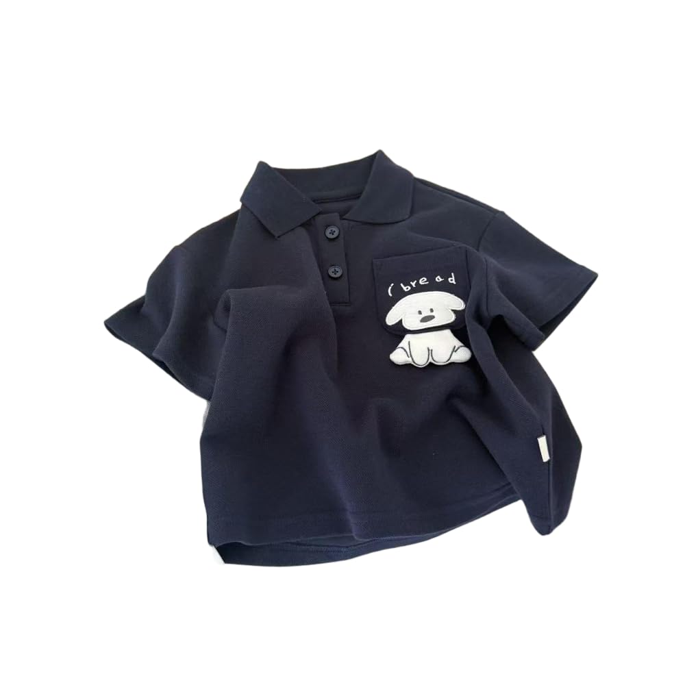 CYBHSM - Polo de manga corta para niños de verano de color liso con dibujos animados