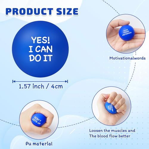SHQDD 12PCS Stress Balls, Stress Balls for Adults, Soft Sponge Squeeze Toys with Inspirational Quotes, Office Classroom Stress Relief Gifts, Anxiety Relief Fidget Toys, Classroom Prizes, Student Gifts - Image 3
