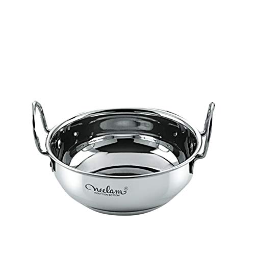 Neelam Stainless Steel 13 22G Induction Bottom Kadai, 2000 ml, Silver