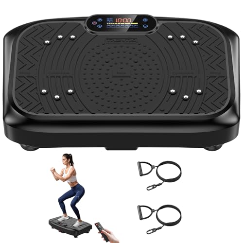 Vibration Plate Exercise Machine 450 Lbs Capacity,Vibrating Plate for Lymphatic Drainage,Power Shake Plate 199 Speeds for Weight Loss,Full Body Vibration Platform Machines for Women Men(Pitch Black)
