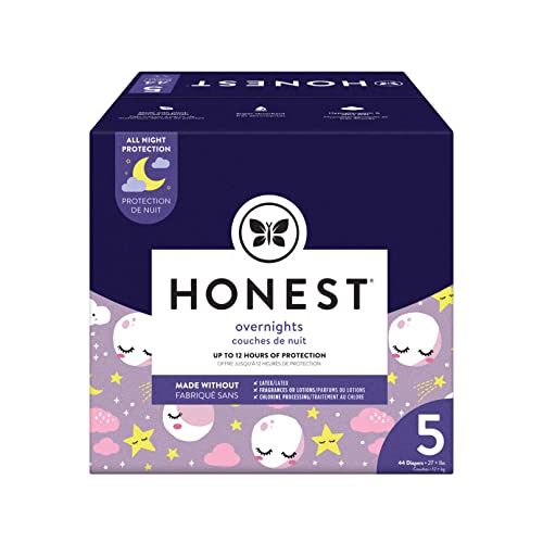 Image of The Honest Company Clean Conscious Overnight Diapers | Plant-Based, Sustainable | Starry Night | Club Box, Size 5 (27+ lbs), 44 Count