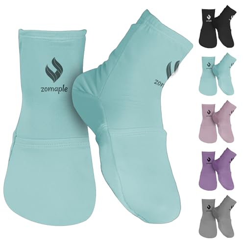 ZOMAPLE Cold Therapy Socks + Gel Packs, Aqua, Large – Soothe Burning Feet & Reduce Swelling – Hot/Cold Use, Touch Fasteners & Comes with 2 Large & 2 Small Gel Packs – Versatile Foot Ice Pack Wrap