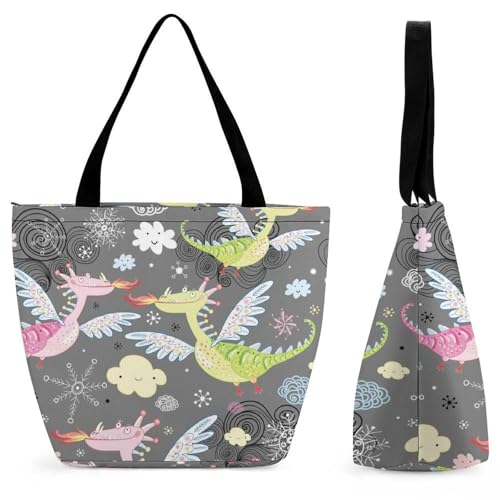 Sac à main dragon pour femme grand sac à bandoulière de shopping et voyage