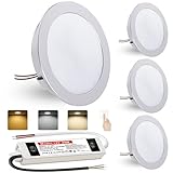 LED Einbaustrahler 4W Warmweiß Neutralweiß Kaltweiß Led Spot 12V Dimmbar einbaustrahler LED Lochmaß 60mm und 12mm Flach,IP44 Deckenspot Einbauspots für Wohnwagen Küche,mit 230V trafo,4er set (Silber)