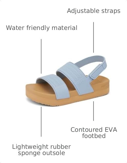 Image of REEF Girls Kids Water Vista Platform Sandal, Water Friendly, Adjustable Strap
