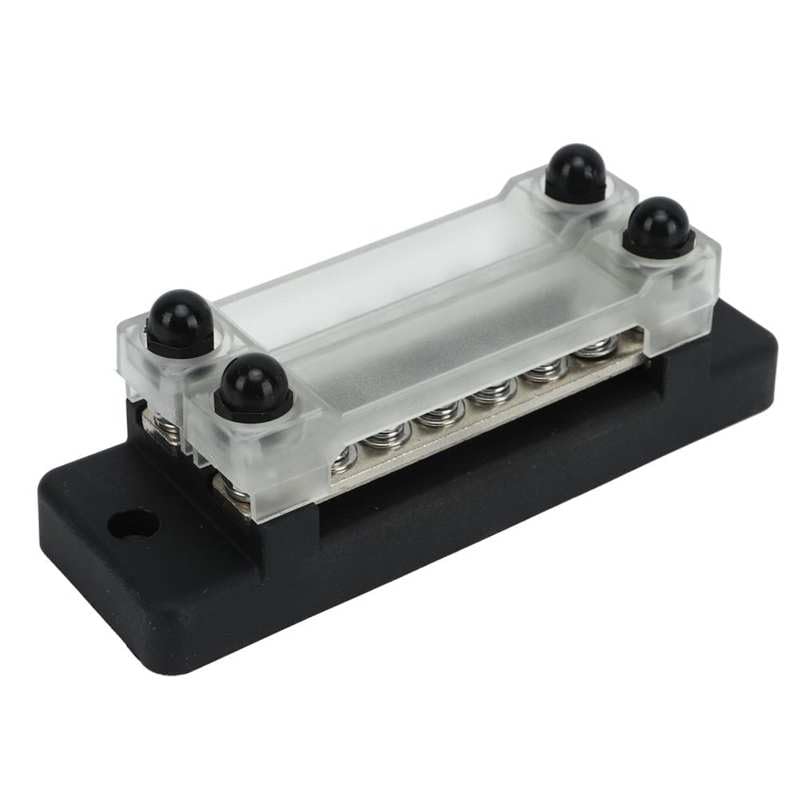 Power Distribution Terminal Block 6 Terminal Battery Bus Bar DC12‑48V AC110‑300V Flame Retardant for Cars for RVs for Boats