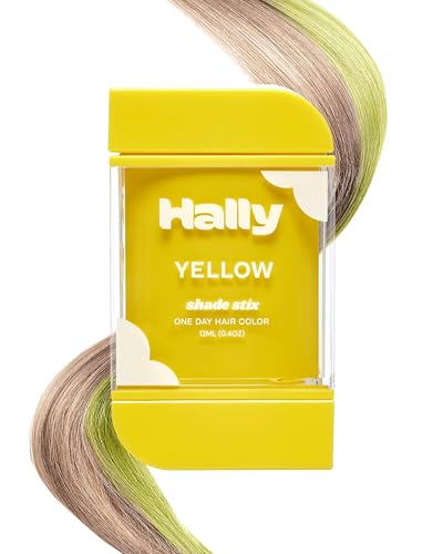 Hally Hair Temporary Hair Color Shade Stix (Yellow) - Hair Makeup Accessories for Kids Teens & Adults - 12 ml Washable Hair Chalk & Dye for Festivals Sporting Events & Parties