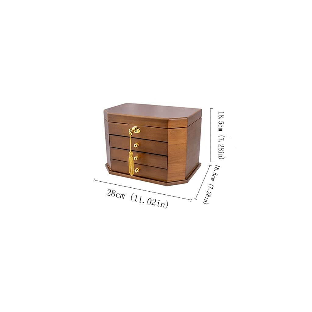 BONOOL Portagioie Portagioie in legno da donna, cassetto vintage a due strati, orologi, collane, anelli, scatole portaoggetti per collana, orecchini, anelli (Colore : A