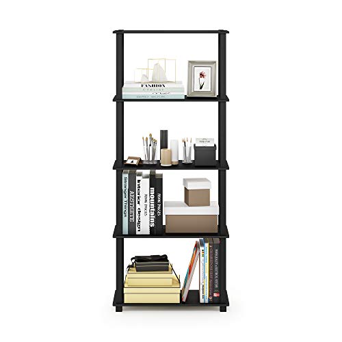 Image of Furinno Turn-N-Tube 5-Tier Multipurpose Shelf / Display Rack / Storage Shelf / Bookshelf, Square Tubes, Americano /Black