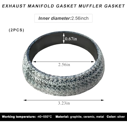 Image of 2PCS ID 65mm Car Exhaust Gasket, High Grade Graphite Exhaust Flange Gasket Muffler Ring, Universal Leakproof Manifold Downpipe Exhausts Donut Gaskets Replacement for SUV Truck RV