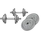 GORILLA SPORTS® Kurzhanteln - 20 kg, 4x1.25kg, 4x2.5kg, Gusseisen Hantelscheiben, 30 mm, 2 Kurzhantelstangen, Griff gerändelt, mit 4 Sternverschlüssen - Kurzhantelset, Gewichten, Krafttraining