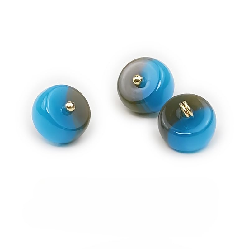 Guziki perłowe Guziki perłowe, 60 szt., 10 mm, niebieskie, małe, okrągłe, kulki do rękodzieła z żywicy, guziki na trzonku(7# Blue+dark Gray)
