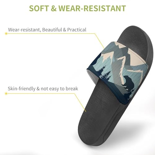 Forests Landscape Bears Mountains Lumbar Non Slip Slides Sandals for Women Men Quick Drying Shower Shoes for Bathroom Pool Beach3