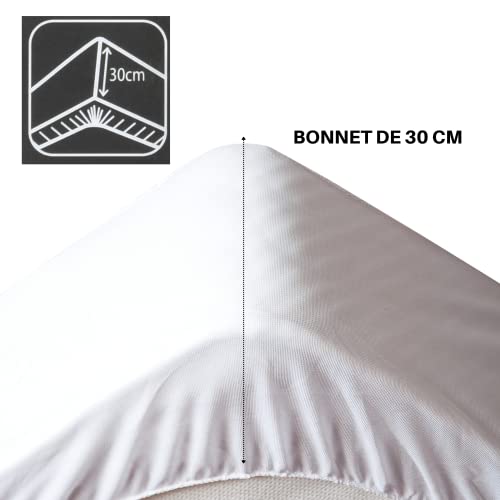 Lovely Casa, Fitted sheet, Size 90 x 190 cm, Large 30 cm, 100% Oeko-Tex certified cotton, Eucalyptus colour, Eden model - Image 4