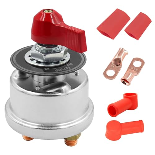 Greluma Kit de interruptor de desconexión de batería principal de alta corriente de 300A,interruptor de corte de aislador de corte de energía de batería de 12-48V con placa frontal para vehículo,RV