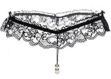 Fashion Woman Lace Pearl Massage T-back Thong Underwear, One Size