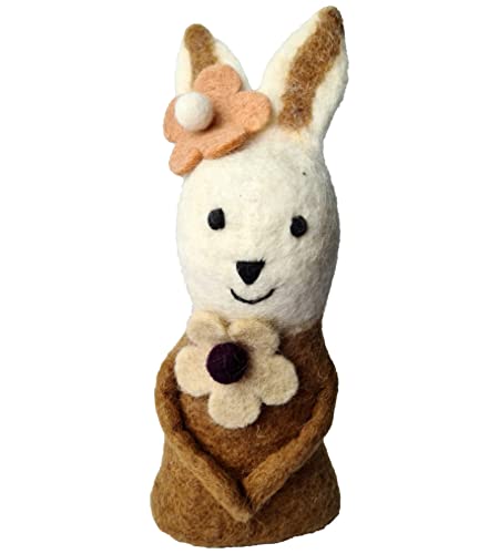 your castle Egg Cosy Rabbit Natural Handmade from Natural Felt, Fair Trade, Easter or Christmas Egg Warmer, Approx. 19 cm H