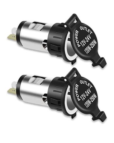 2PCS Cigarette Lighter Socket Power Plug Outlet Part DC 12V 120W Car Cigarette Waterproof Lighter Splitter Power Adapter Plug for Car Motorcycle Tractor Boat Marine