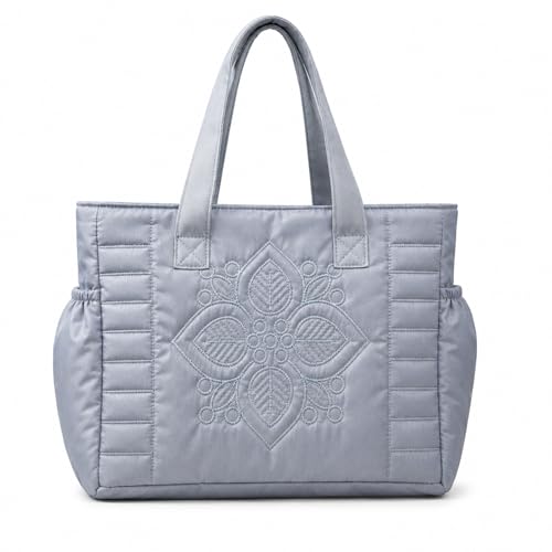 Image of LX LEKHX Tote Bag for Women | Lightweight Shoulder Handbag with 2 Main Zip Compartments & Multiple Pockets | Water Resistant Polyester Fabric | Office, Travel & Daily Use