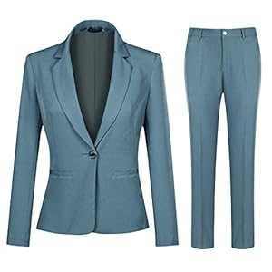 YUNCLOS Women’s 2 Piece Office Work Suit Set One Button Blazer and Pants