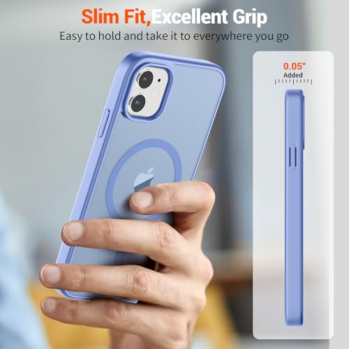 Image of SUPFINE Magnetic for iPhone 11 Phone Case with Screen Protector (Compatible with MagSafe)(Military Grade Drop Protection) Translucent Matte Shockproof Phone Cover,Blue Purple