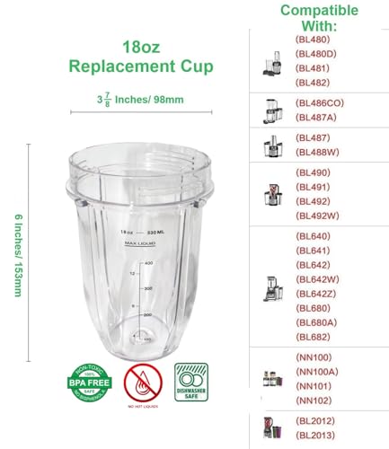 Vasos de repuesto Blendin 18oz con tapa a prueba de derrames miniatura 4