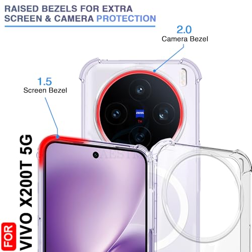 Image of AESTMO Clear Back Cover for VIvo X200T 5G | 360 Protection | Transparent Back Cover for VIvo X200T 5G (PC + TPU, Compatible with MagSafe Accessories, Transparent Bumper)