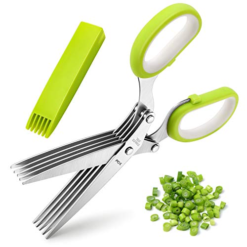 Comparison: Best Gifts For Cooks 2 Herb Scissors, X-Chef Multipurpose 5 Blade Kitchen Herb Shears Herb Cutter with Safety Cover and Cleaning Comb for Chopping Basil Chive Parsley (Green)