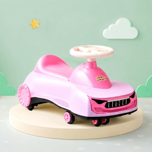 Image of Amazon Brand - Jam & Honey Ride-On Swing Car for Kids 12+ Months| Premium Design with Stable Overhang Base | PU Wheels | Supports up to 100 kg | Indoor & Outdoor - Pink