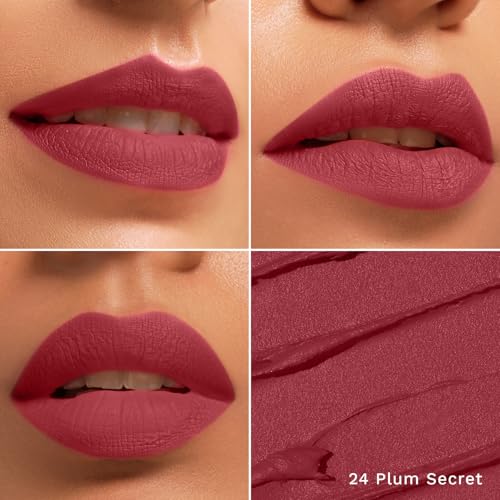 Image of Pilgrim Long Lasting Crayon Lipstick | Intense Matte Finish | Waterproof & Lightweight | Highly Pigmented & Enriched With Ceramides & Mango Seed Oil | Smooth Glide Application | (1.4g) (Plum Secret-24)