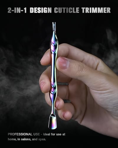 image for FERYES Cuticle Pusher with Fork, 2-in-1 Cuticle Trimmer Nail Care Tool