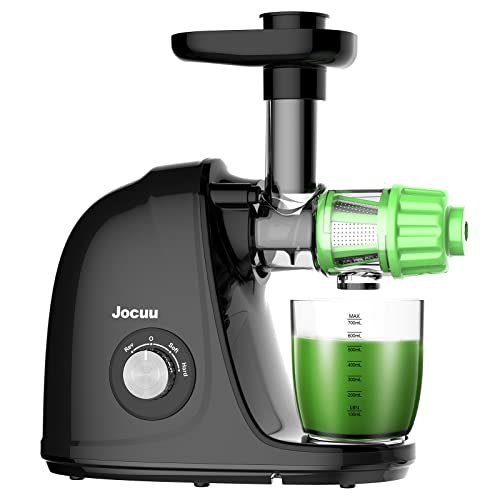 Juicer, Jocuu Slow Masticating Juicer with Soft/Hard 2-Speed, Cold Press Juicer Machines Easy to Clean, Juicer Extractor with Quiet Motor/Reverse Function, with Brush and Recipes, for Healthy Juice
