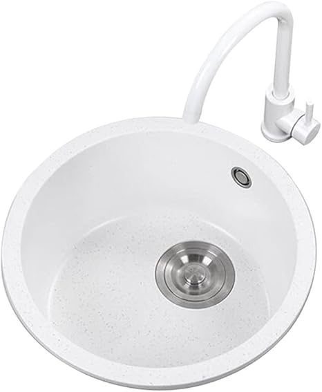 Amazon シングル ボウル キッチン シンク ドロップインまたはアンダーマウント丸棒シンク 花崗岩のファーム シンク ストレーナドレン付 家庭用キッチンバー小さなレストラン用 色 白い サイズ B 30x30cm キッチン用品 オンライン通販