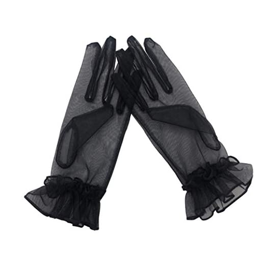 QRBTSCL YCShun Women's Tulle Ruffled Wedding Party Gloves 2021 Short Prom Evening Gloves Black